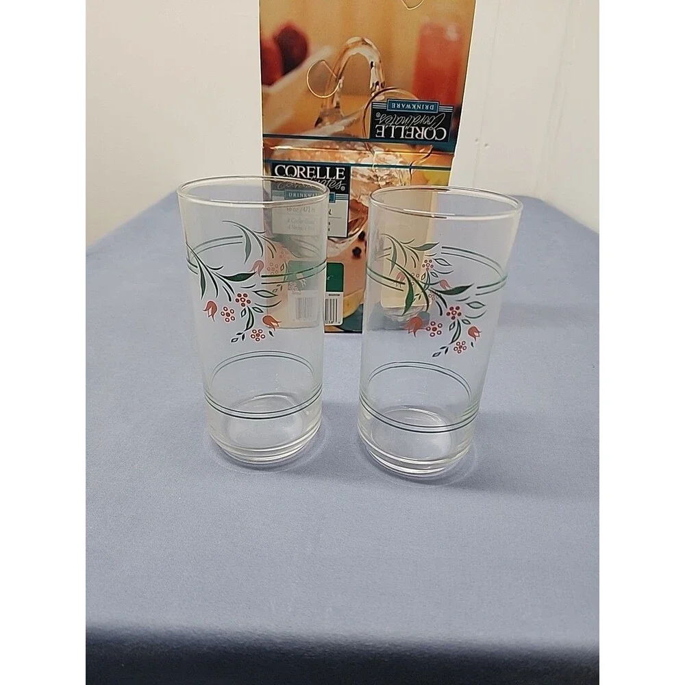Corelle Coordinates Drinkware Rosemarie Cooler Glasses 16oz Set Of 4 Made In The